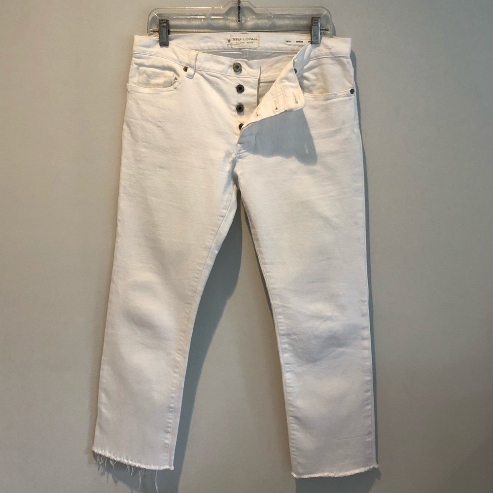 Bill Lotan white crop jeans